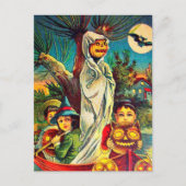 Vintage Halloween kinder pompoenvleermuis briefkaa Briefkaart (Voorkant)