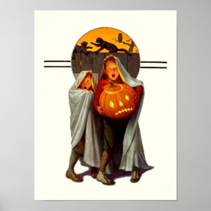 Vintage Halloween Kinder Poster