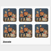Vintage Halloween, kinderen die pompoenen vasthoud Vierkante Sticker (Vel)