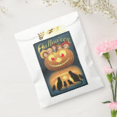 Vintage Halloween Kinderen die zich achter pompoen Bedankzakje (Gezegeld)