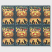 Vintage Halloween Kinderen die zich achter pompoen Cadeaupapier (Vlak)