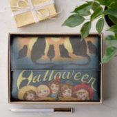 Vintage Halloween Kinderen die zich achter pompoen Tissuepapier (Geschenk)