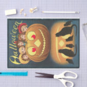 Vintage Halloween Kinderen die zich achter pompoen Tissuepapier (Craft)