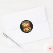 Vintage Halloween kinderen en katten Ronde Sticker (Envelop)