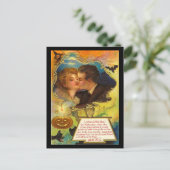 Vintage Halloween Kiss Briefkaart (Staand voorkant)