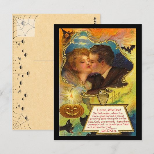 Vintage Halloween Kiss Briefkaart (Voorkant / Achterkant)