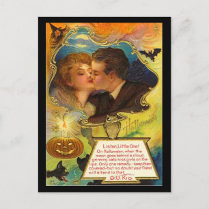 Vintage Halloween Kiss Briefkaart