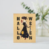Vintage Halloween Lady Briefkaart (Staand voorkant)