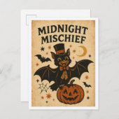 Vintage Halloween Midnight Mischief Briefkaart (Voorkant / Achterkant)