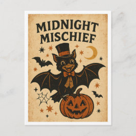 Vintage Halloween Midnight Mischief Briefkaart
