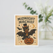 Vintage Halloween Midnight Mischief Briefkaart (Staand voorkant)