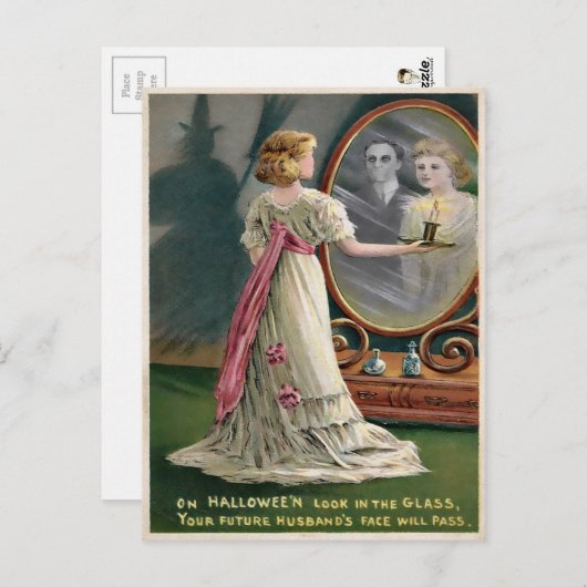 Vintage Halloween Mirror Briefkaart (Voorkant / Achterkant)