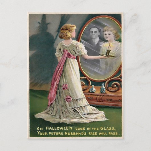 Vintage Halloween Mirror Briefkaart (Voorkant)