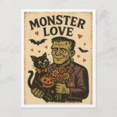 Vintage Halloween Monster Love Briefkaart (Voorkant)