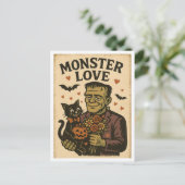 Vintage Halloween Monster Love Briefkaart (Staand voorkant)