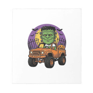 Vintage Halloween Monster Truck Pumpkin Shirt_1 Notitieblok