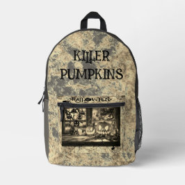 Vintage, Halloween. Moordenaar Pompoenen Gedrukt R Bedrukte Rugzak