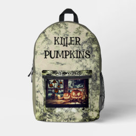 Vintage, Halloween. Moordenaar Pompoenen Gedrukt R Bedrukte Rugzak