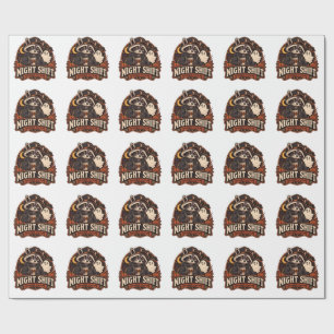Vintage Halloween Nachtploeg Wasbeer Geheime Edit Cadeaupapier