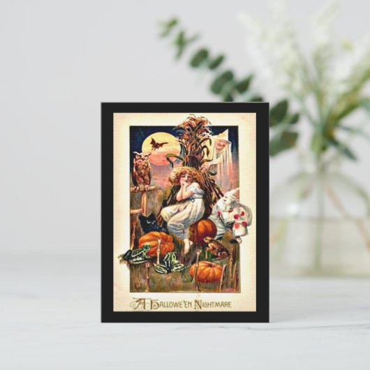 Vintage Halloween Nightmare Briefkaart (Staand voorkant)