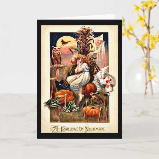 Vintage Halloween Nightmare Kaart (Gele Bloem)