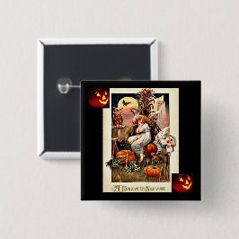 Vintage Halloween Nightmare Vierkante Button 5,1 Cm