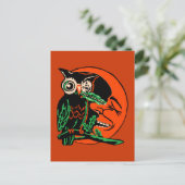 Vintage Halloween Owl De maan aankruisen Briefkaart (Staand voorkant)