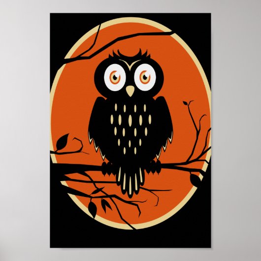Vintage Halloween Owl Poster (Voorkant)
