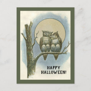 Vintage Halloween Pair van Eigenaars Sitting Night Feestdagenkaart
