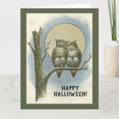 Vintage Halloween Pair van Eigenaars Sitting Night Kaart (Voorkant)