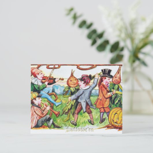 vintage Halloween party spooky Feestdagenkaart (Staand voorkant)