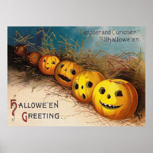 Vintage Halloween pomkin Holiday poster