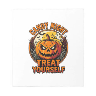 Vintage Halloween Pompoen Verwennende T-shirt_1 Notitieblok