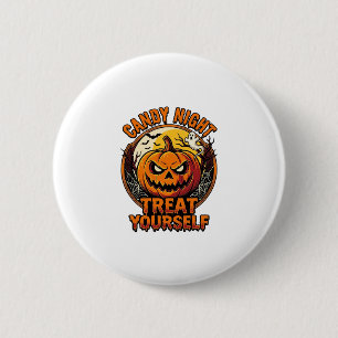 Vintage Halloween Pompoen Verwennende T-shirt_1 Ronde Button 5,7 Cm