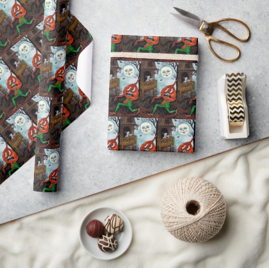 Vintage Halloween-pompoenpartij Cadeaupapier (Crafts)