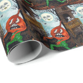 Vintage Halloween-pompoenpartij Cadeaupapier (Rol Hoek)