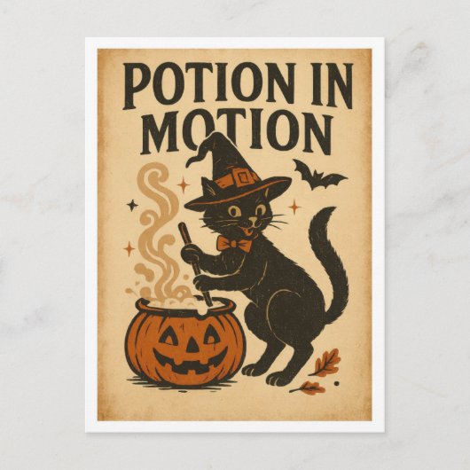Vintage Halloween Potion in Motion Briefkaart (Voorkant)