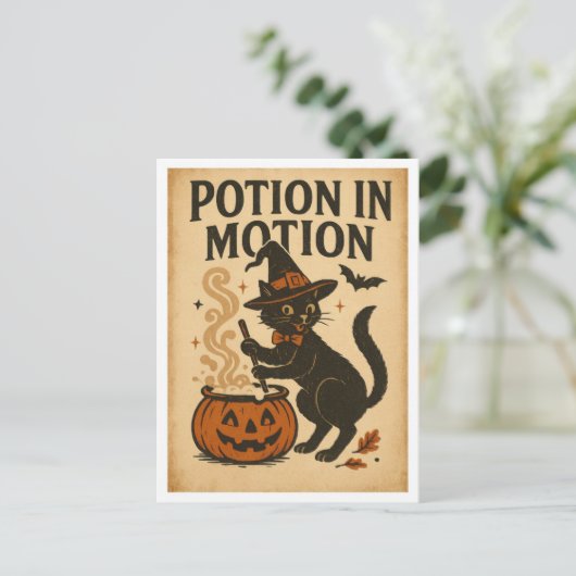 Vintage Halloween Potion in Motion Briefkaart (Staand voorkant)