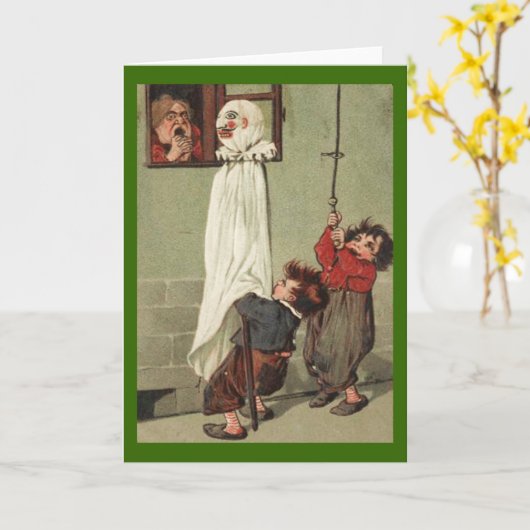 Vintage Halloween Pranksters Kaart (Gele Bloem)