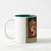 Vintage Halloween Pranksters Tweekleurige Koffiemok (Links)