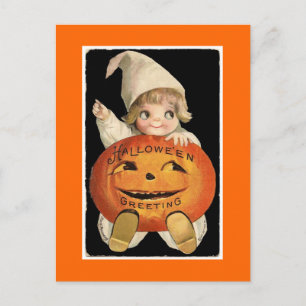 Vintage Halloween Pumpkin-Baby - Briefkaart