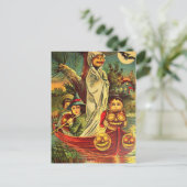 Vintage Halloween Pumpkin Boat Briefkaart (Staand voorkant)