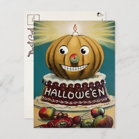 Vintage Halloween Pumpkin-Briefkaart Briefkaart (Voorkant / Achterkant)