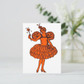 Vintage Halloween Pumpkin Fairy Briefkaart (Staand voorkant)
