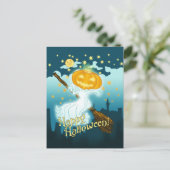 Vintage Halloween Pumpkin Ghost Briefkaart (Staand voorkant)