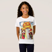 Vintage Halloween Pumpkin Ghost T-shirt (Voorkant volledig)