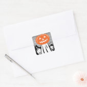 Vintage Halloween Pumpkin Ghost Vierkante Sticker (Envelop)