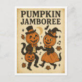 Vintage Halloween Pumpkin Jamboree Briefkaart (Voorkant)