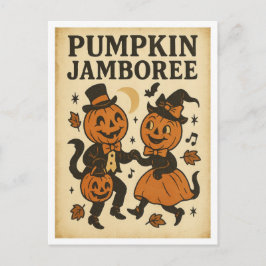 Vintage Halloween Pumpkin Jamboree Briefkaart