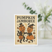 Vintage Halloween Pumpkin Jamboree Briefkaart (Staand voorkant)